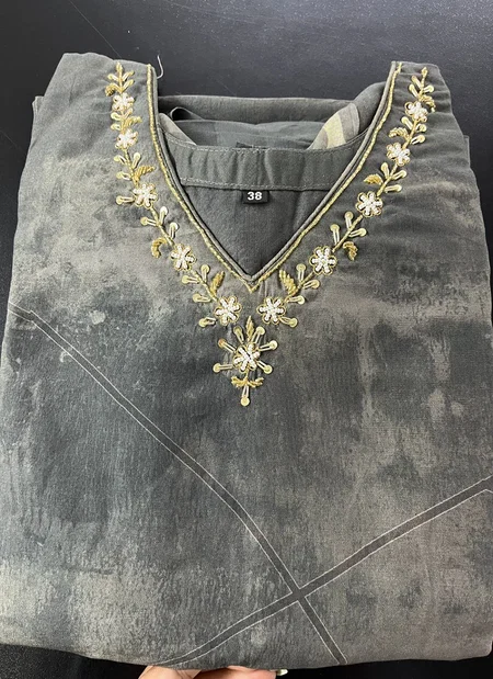 Grey Colour Fancy Printed With Work kurti With Bottom Dupatta Wholesalers In Delhi